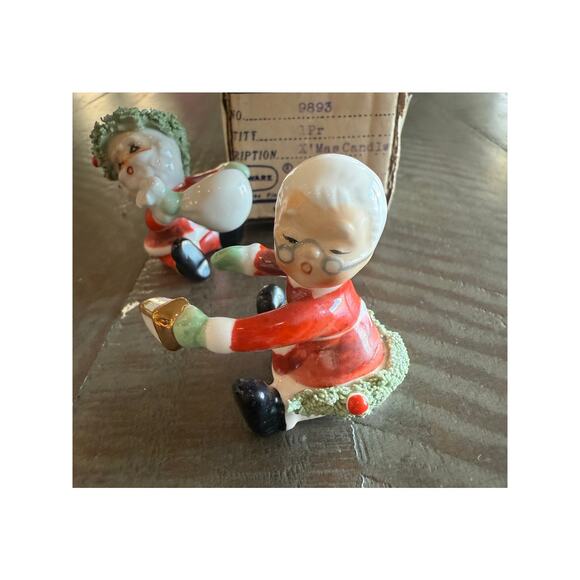 Vtg Napcoware Santa & Mrs Claus Christmas Candle Climbers Huggers Spaghetti - Picture 6 of 6